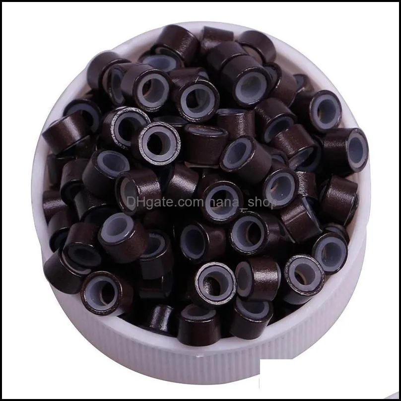 High quality human hair etension micro ring 5mm microbeads Lining Rings Loops Beads Tools For 500pcs/bottle