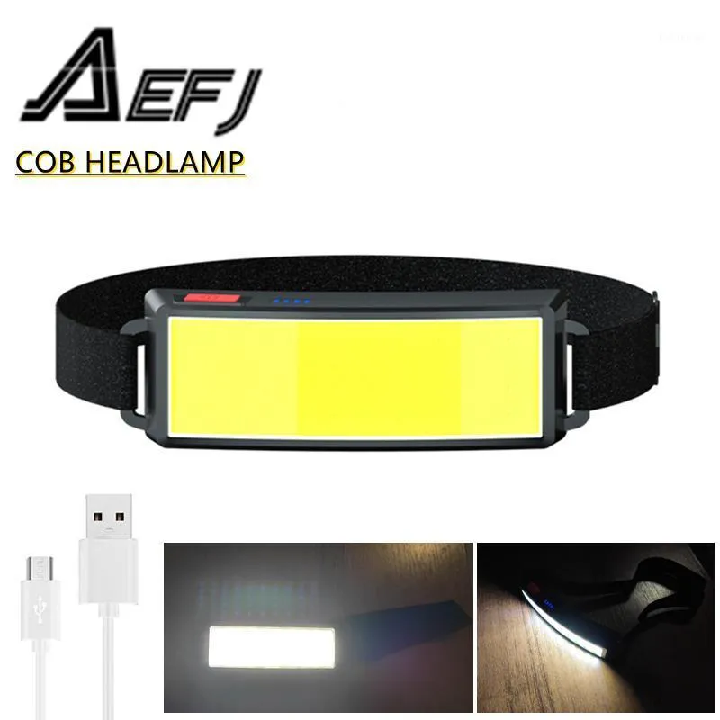 휴대용 전조등 미니 COB LED 헤드 라이트 내장 배터리 USB 충전식 헤드 램프 하이킹 토치 헤드 램프