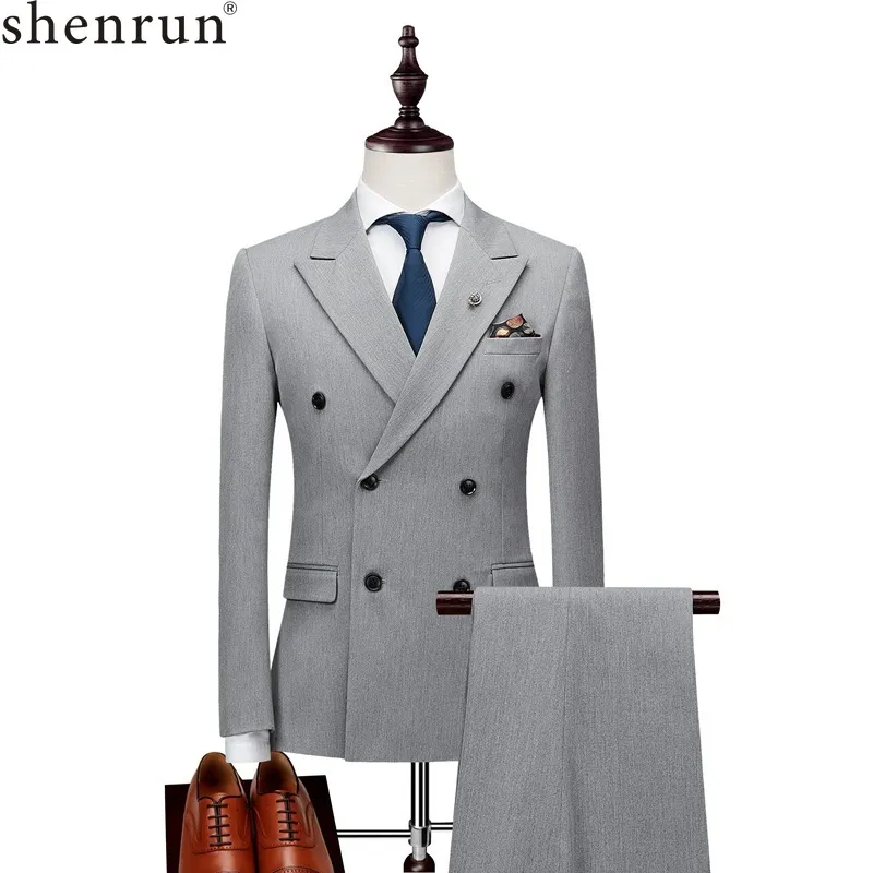 Shenrun мужские костюмы Slim Business Party Wedding Groom Tuxedo сценический банкет вечерний ужин двубортный шесть пуговиц