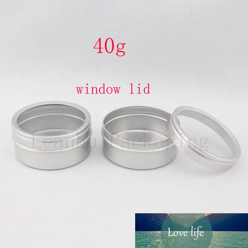 40g X 100 Empty Skin Care Cream Aluminum Containers with Window Cap,metal Aluminum Jar Window Lid ,metal Bottle Tin Pot Can