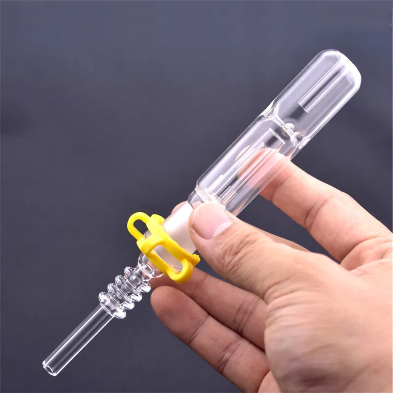 high quality Mini dab Straw oil burner bong with quartz Nail 14mm 18mm joint Glass Bubbler water bong with Keck Clip for smoking dhl free