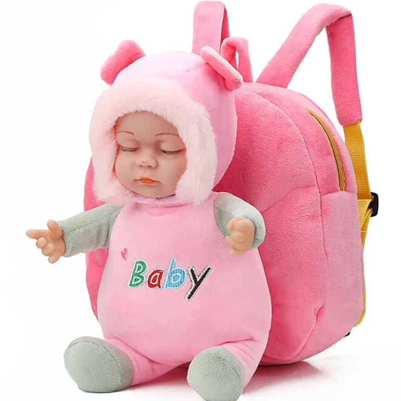 Nouvelle belle poupée bébé 3D en peluche enfants sacs à dos maternelle cartable enfants sac à dos enfants sacs d'école filles garçons sacs à dos LJ201029