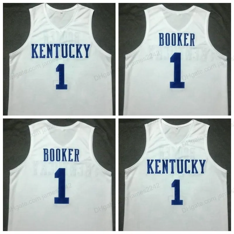 Custom Retro Devin Booker # 1 basketbal jersey heren gestikt wit Elke maat 2xs-5xl naam en nummer topkwaliteit