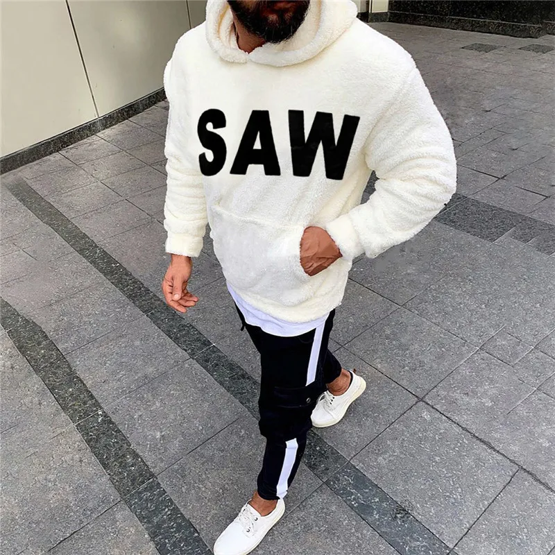 Sweat à Capuche Homme Hiver – Style Décontracté Avec Impression Graphique – Taille Grande – Matière Polaire Douce Et Chaude