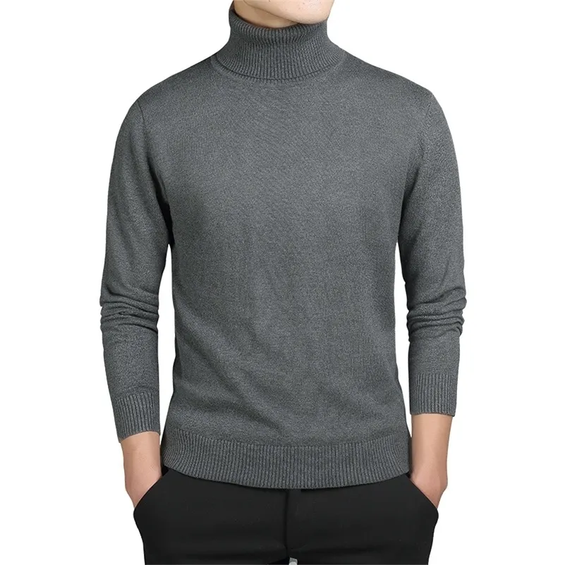 Mens Maglioni Cotone Inverno Caldo Maglione Uomo Dolcevita Nero Pullover Slim Fit Maglione Tirare Lavorato A Maglia Abbigliamento Uomo Casual XR204 LJ201009