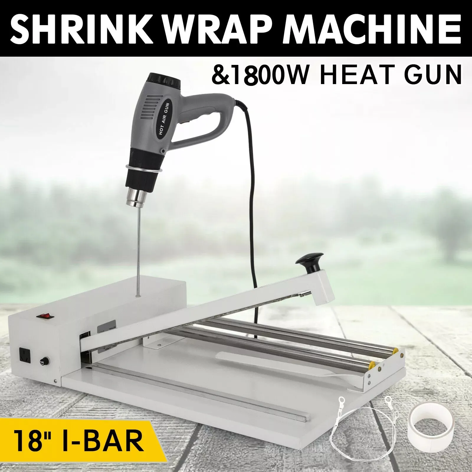 Con recubrimiento en polvo 18inch duradera I-Bar Shrink Wrap máquina de sellado caliente instantánea Sellador Pistola de calor Jabón Alimentos fácil de operar