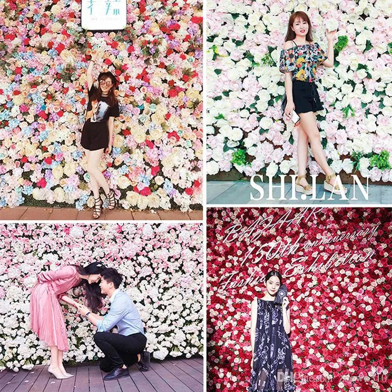 人工のアジサイの花の壁40 * 60cmのクリスマスの装飾写真の背景ロマンチックな結婚式の装飾花パーティー供給wvt0502