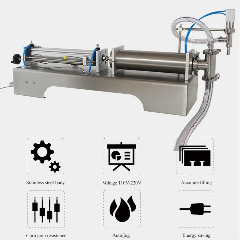 Machine de remplissage pneumatique Semi-automatique horizontale commerciale de 10 à 100ml, pour vin liquide, à Piston, pour boissons, emballeur de jus