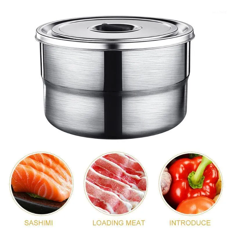 Storage Bottles & Jars Leakproof Container Multifunctional Portable With Lid Reusable Lunch Box Stainless Steel Round Keep Fresh Easy Open T