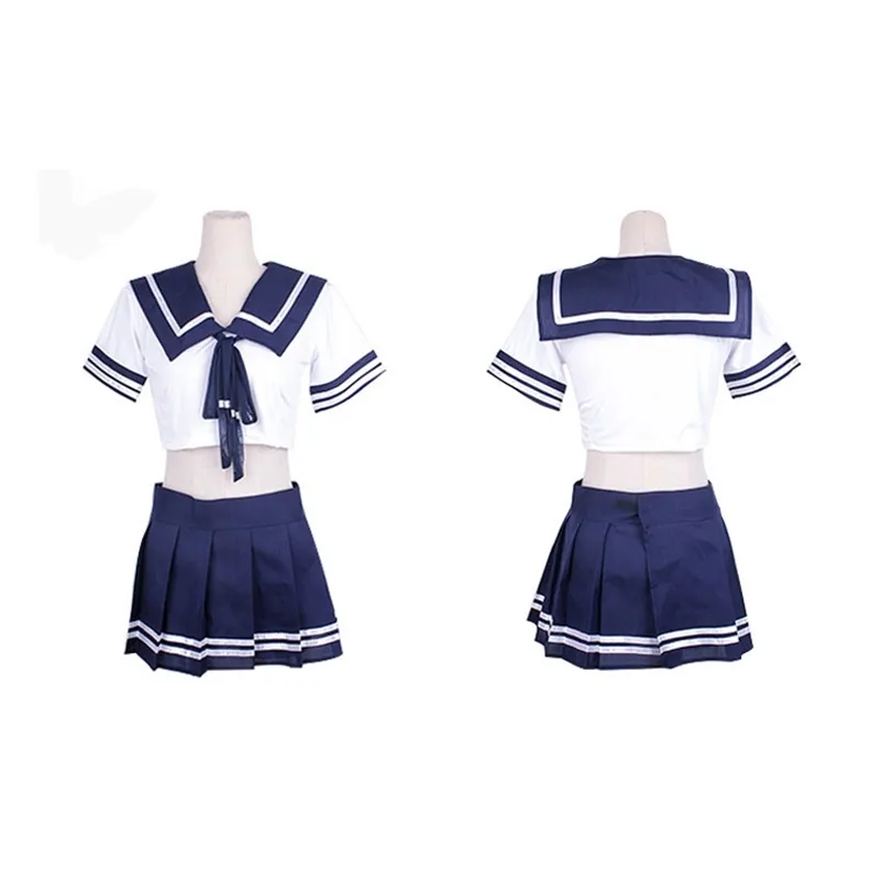 4XL Tallas grandes Uniforme de estudiante de escuela Colegiala japonesa Traje de sirvienta erótica Sexo Mini falda Traje Sexy Cosplay Lencería Exótica 211229