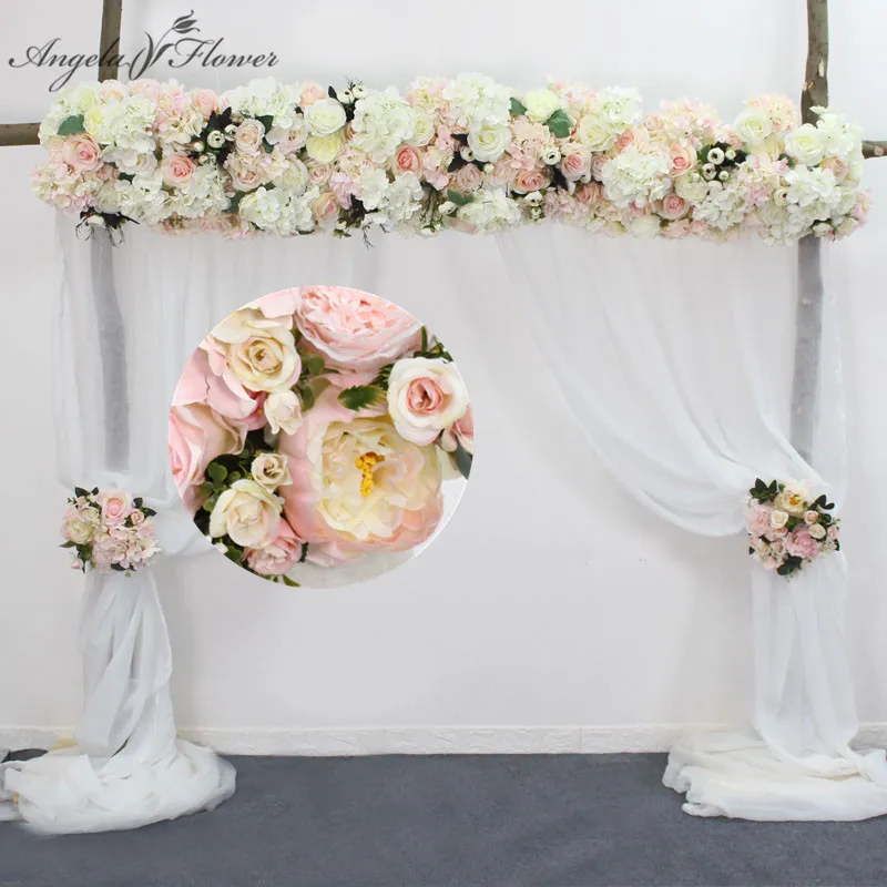Personnaliser fleur artificielle rangée guirlande décor maison rideau mariage route plomb coin fleur mur fleur de soie centres de table balle Y200104