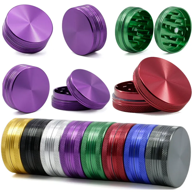 Aluminum Alloy Herbal Grinder 2 Layers Spice Crusher 50mm Grinders 8 Colors Cigarette Dab Tools Colorful Smoking Accessories