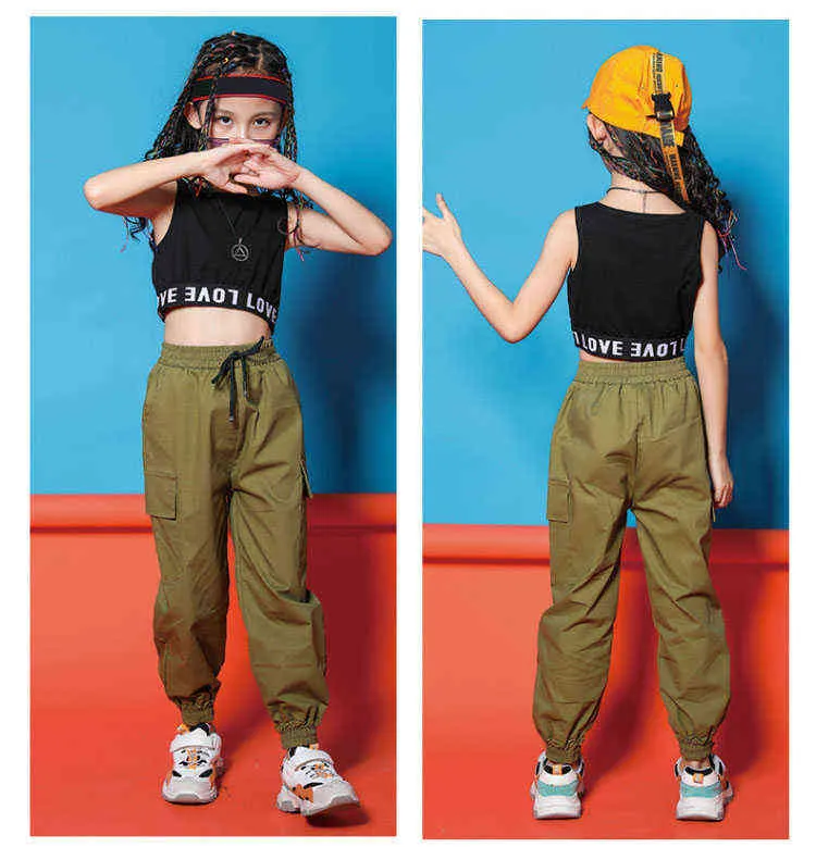 Black Crop Vest And Period Pants For Running Set For Girls Hip Hop