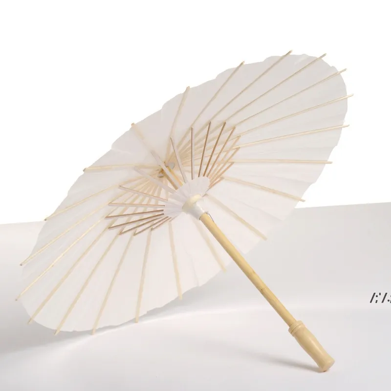 Guarda-chuvas de papel de bambu branco manual artesanato oleado guarda-chuva diy criativo pintura em branco noiva casamento parasol jjf14161