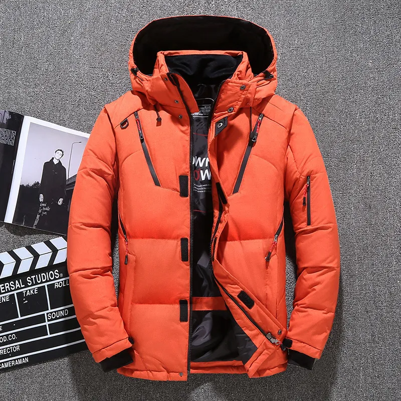 Winter Men s Down Parka Jacket Coat Male Short Thick Windproof Hooded Parka Green Black Blue Gray Orange M 3XL 201126