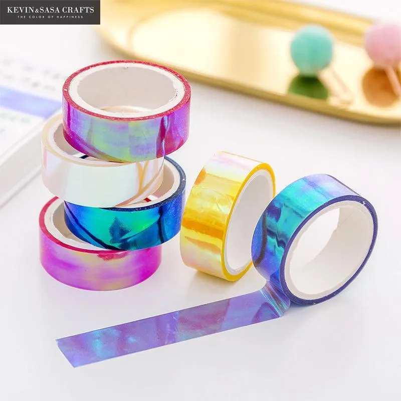 Wholesale Rainbow Laser Washi Highlighter Tape Set Glittery Stationery,  Scrapbooking, DIY, Masking Highlighter Tape, School Supplies T200229 2016  From Xue10, $2.45