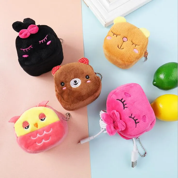 Cartoon plush stereoscopic coin purses lovely small wallets kids plush toy gift bag unisex mini zipper change wallet key bags