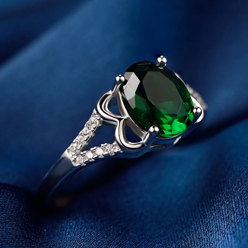 Banete Ringen Jóias de luxo Silver Sterling Real com 5*7mm Emerald Gemstone Women New Fashion Wedding Party Ring Y200321