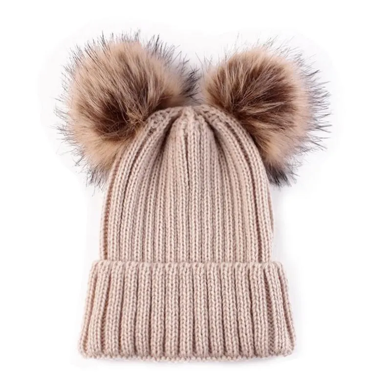Winter Knit Pom Poms Beanie Hat For Women Cute Faux Fur Hat With Warm Coat,  Gorro Bonnet & Femme Style From Mmjyt, $20.37