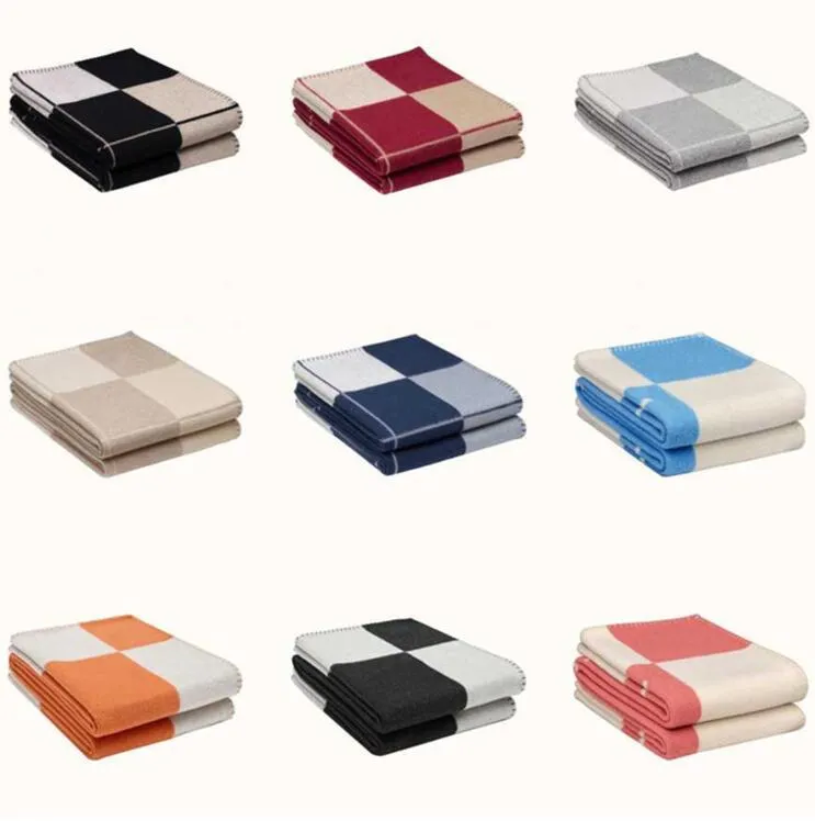 15 cores 140 * 170 cm letra Cashmere Designer Cobertor de lã macia lenço xaile moda portátil sofá-cama mamífero cama lã de malha xales