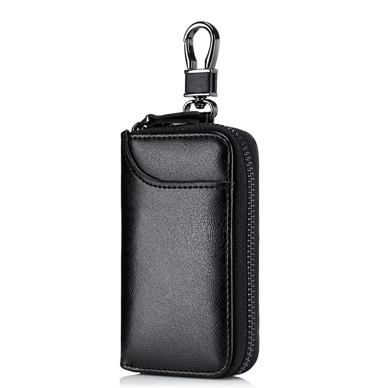 Unisex Skórzany Keychain Pokrywy Mężczyzn Klucz Uchwyt Key Car Key Portfel Highkeeper Keys Organizer Torba Pursa Zipper Key Case Hurt