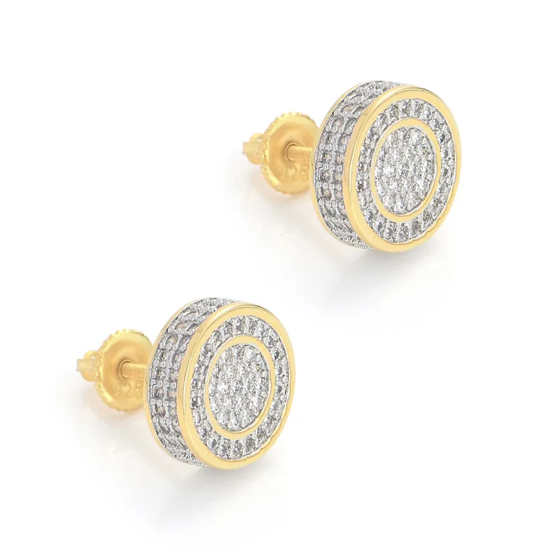 Unisex-Ohrringe für Herren und Damen, Gelb-Weiß-Gold vergoldet, funkelnde CZ-Ohrringe mit künstlichem Diamant, für Herren und Damen, schönes Geschenk