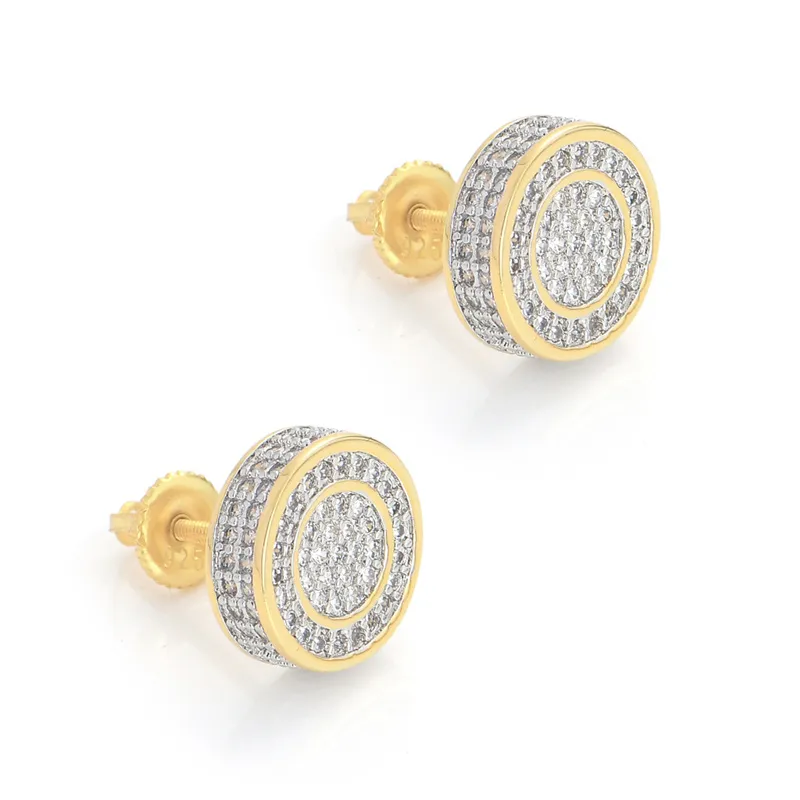 Unisex Men Women Earrings Studs Yellow White Gold Plated Sparkling CZ Simulated Diamond Earrings For Men Women Nice Gift