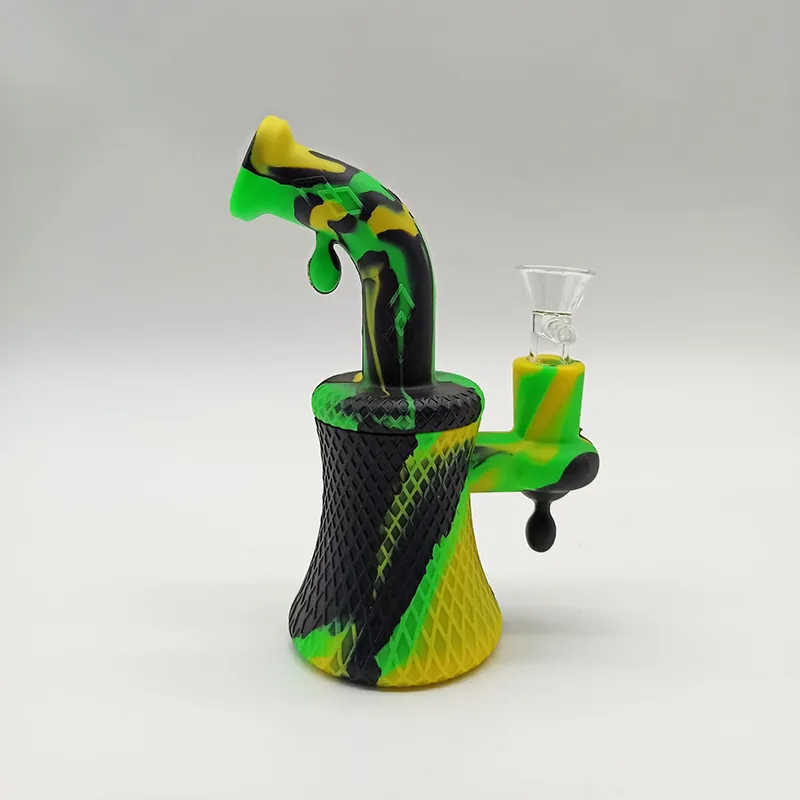 transferencia de agua impresa Silicona Bong Tuberías de agua Cachimbas Silicona pequeño burbujeador bongs Hookah Free Glass Bowl dabber herramientas dab rig