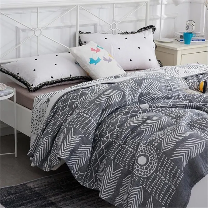 22 Styles 100% Cotton Muslin Bedding Sheet Queen King Travel for Bed Adult Bedspread Sofa Throw Blanket LJ201014