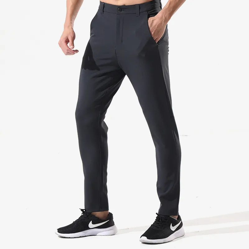 2024 Lulu Men's Fashion Running Fitnesss Sports Disual Pants Work Gym City Pant Men Slim Straight Straight Trouses Solid Color