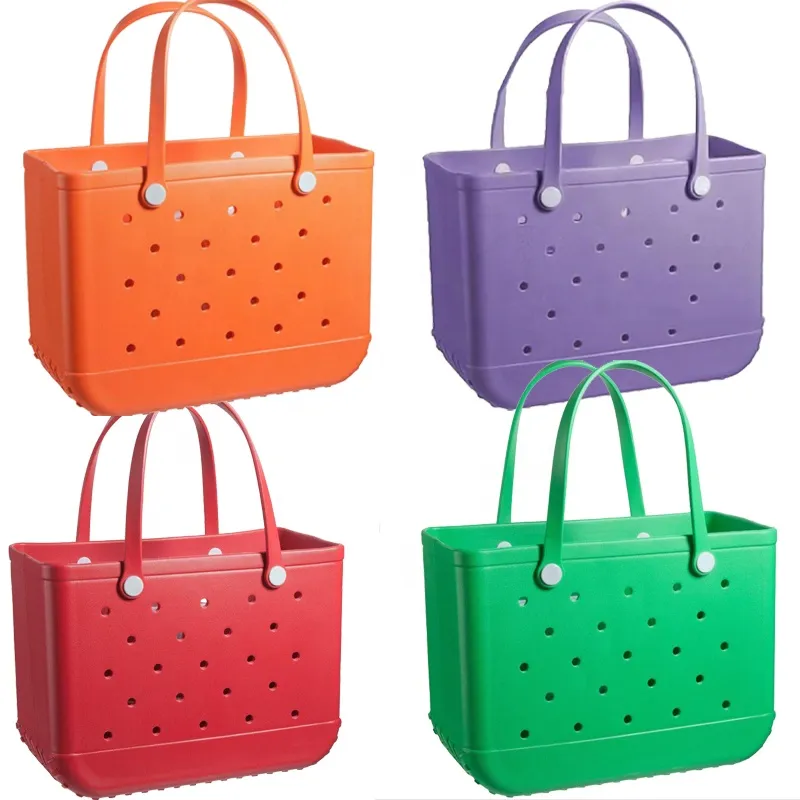 Commercio all'ingrosso EVA impermeabile lavabile a prova di punta durevole aperto Tote Bag Silicone Bogg Borse