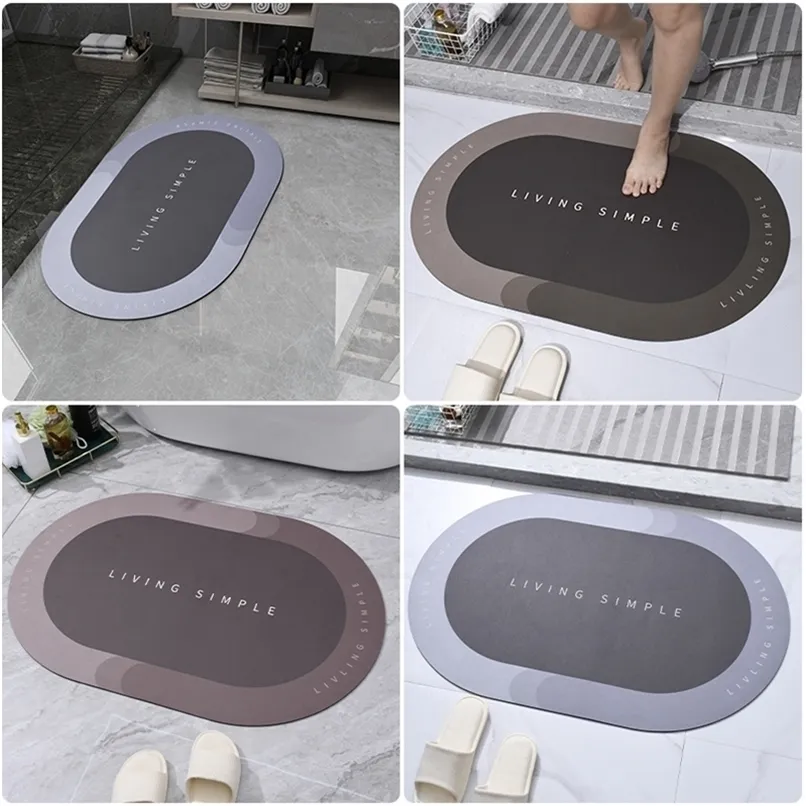 Tapis de bain plancher de toilette antidérapant Nappa diatomées absorbant doux séchage rapide porte tapis maison porte d'entrée chambre 220301