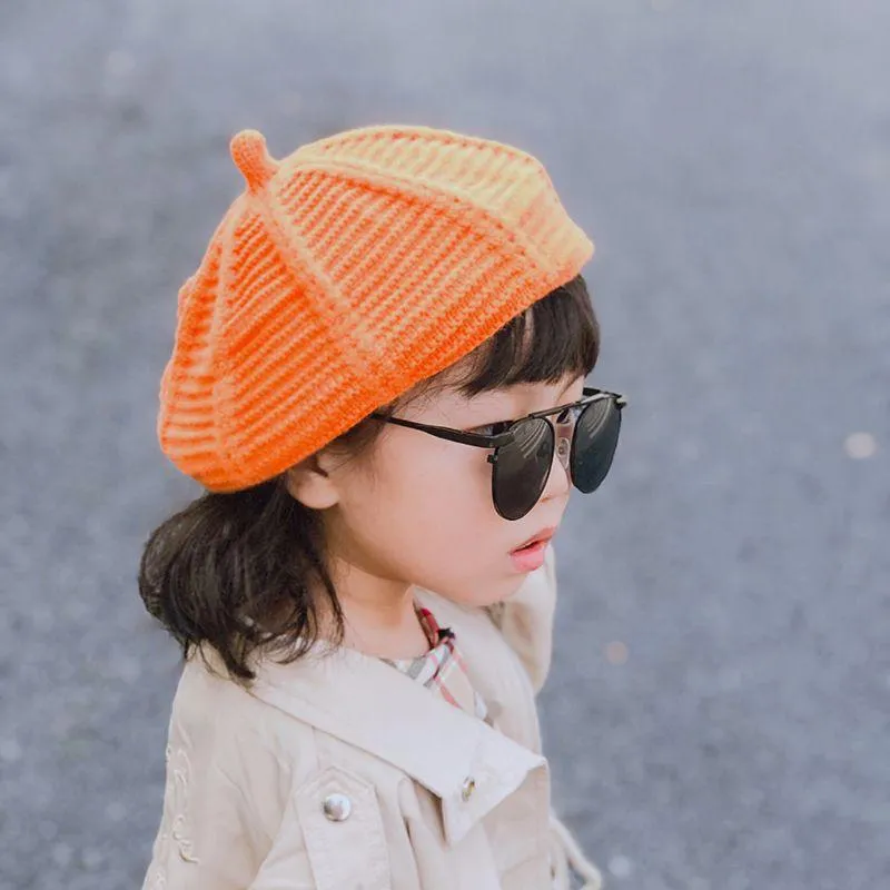 Bérets unisexes pour enfants, bérets tricotés colorés pour enfants, chapeau de citrouille chaud d'hiver pour bébé, peintres Cap2834