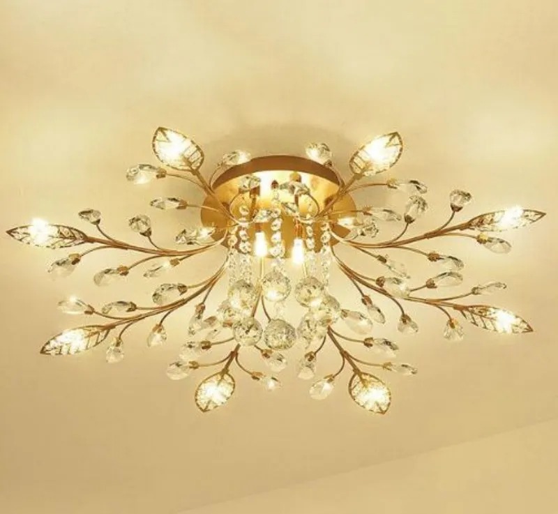 Modern LED Leaf Crystal Ceiling Lamp For Living Room AC110 240V DIY Leaf Crystal Lighting From Xinyunled2020 192 DHgate.Com