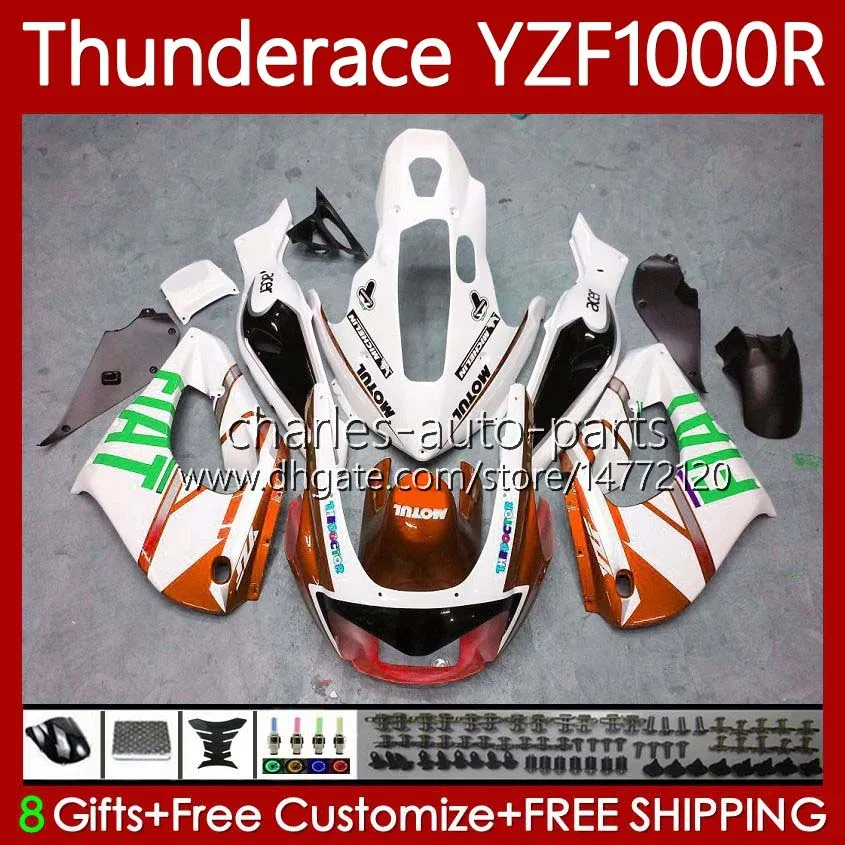 Kit carrozzeria per YAMAHA Thunderace YZF 1000 R 1000R YZF1000R 96-07 87No.102 YZF-1000R Arancione bianco 96 03 04 05 06 07 YZF1000-R 1996 1997 1998 1999 2000 2001 2002 20 07 Carenatura