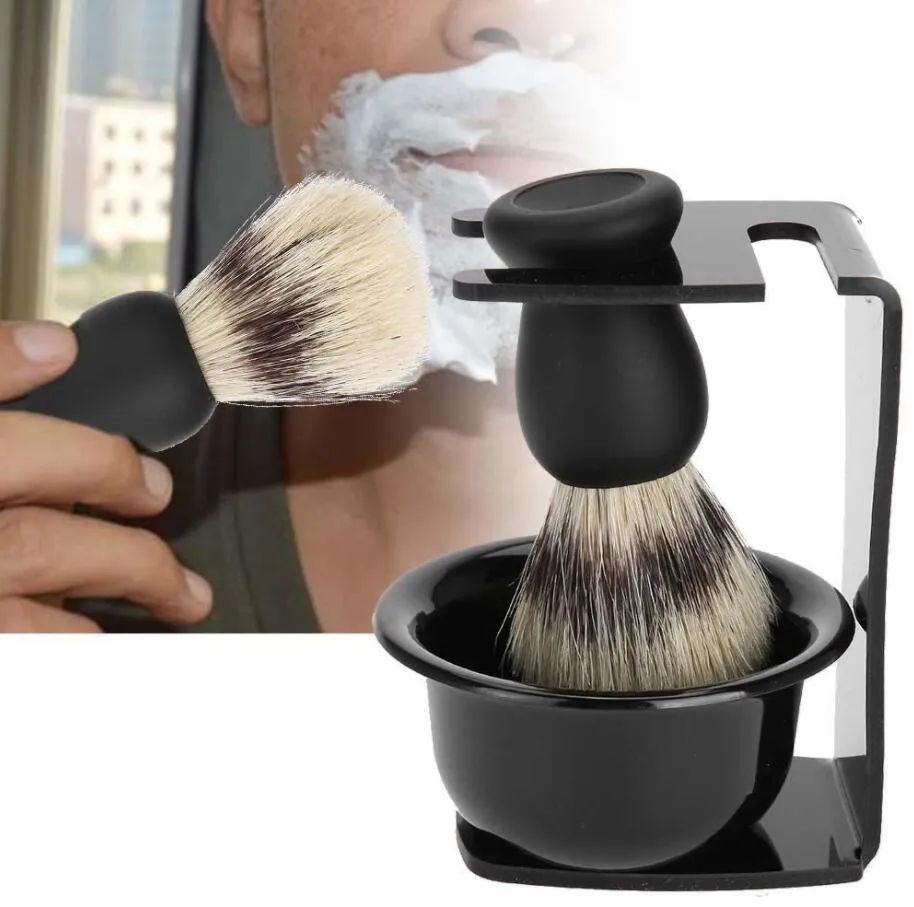 L'ensemble de rasage pour hommes comprend un blaireau 100% pur + un bol de savon à raser + un porte-brosse, un outil de rasage pour le nettoyage de la barbe, DHL