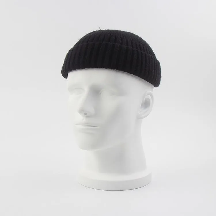 Stickade hattar för kvinnor Skullcap Men Beanie Hat Vinter Retro Brimless Baggy Melon Cap Cuff Docker Fisherman Beanies Mössor för Men1