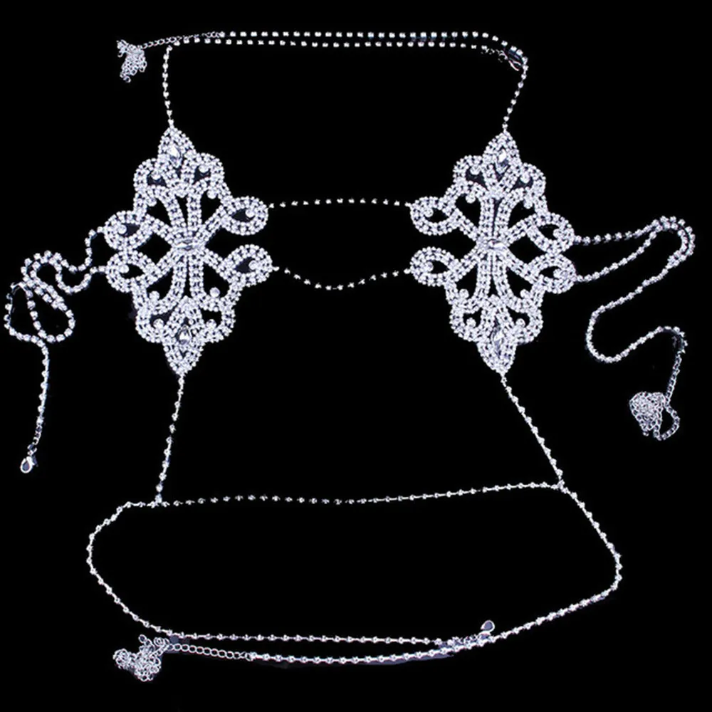 Butterfly Crystal Set Body Chain Bra And Thong Panties For Women