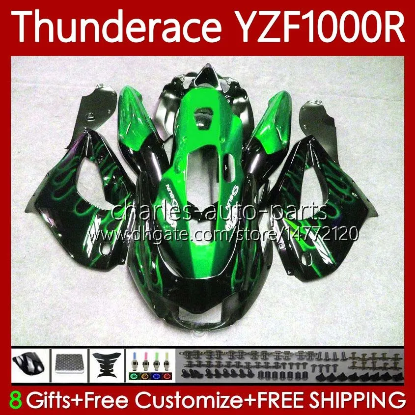 Yamaha YZF1000R Thunerace YZF 1000 R 1000R 96-07 87N.94 YZF-1000R 1996 1997 1998 1999 2000 2002年3月3日04 05 05 05 07 07ボディキットグリーン炎