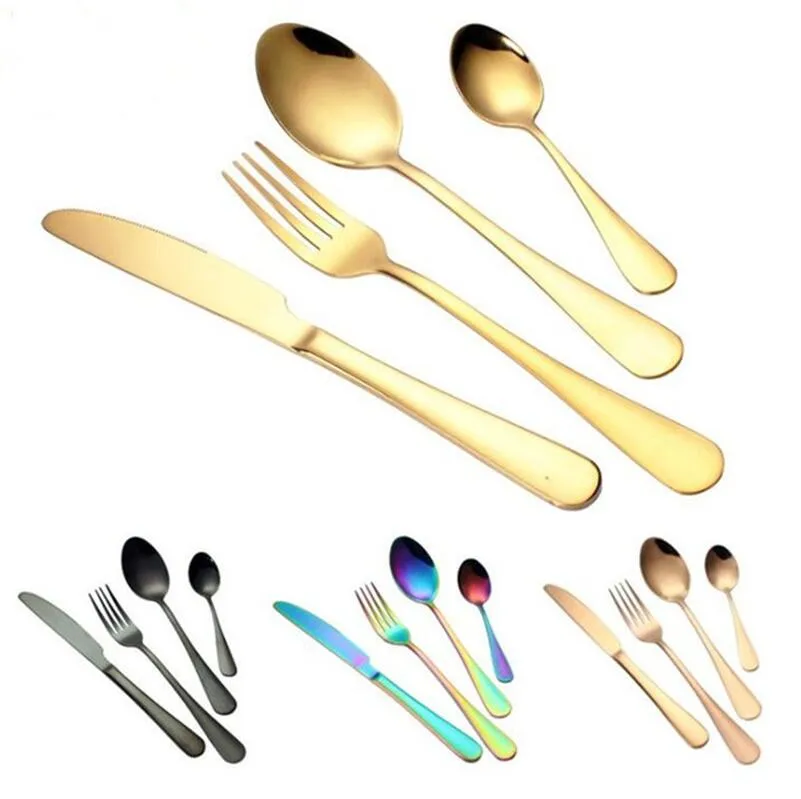 4Pcs/Set Stainless Steel Dinnerware Fashion Cutlery Tableware Knife Fork Spoon for Home Kitchen Restaurant Bar