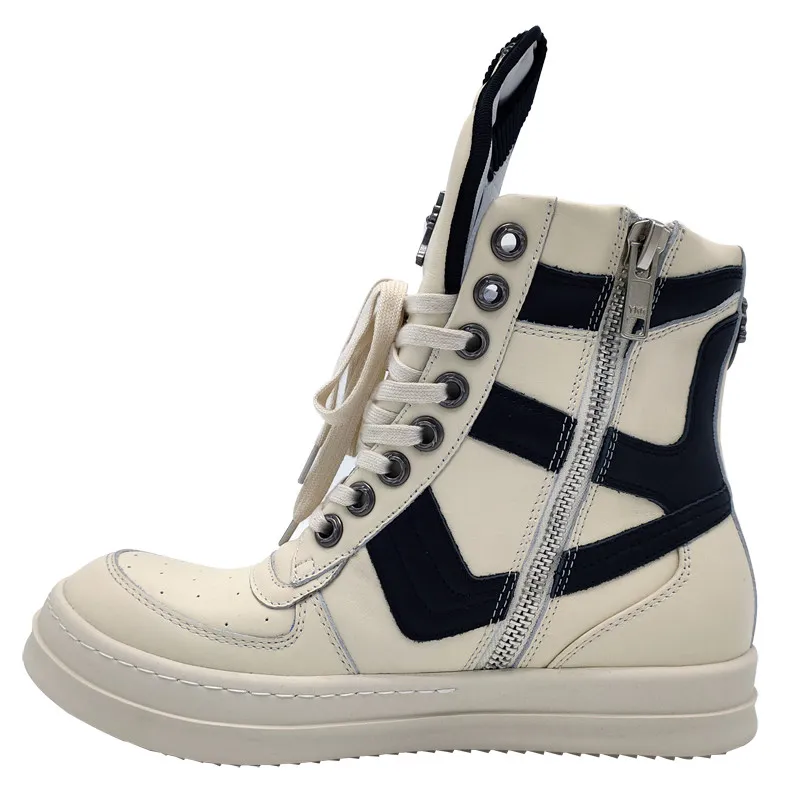 2021ss Esclusivo high-top in vera pelle Punk ROCK geo-basket Stivali rivetti stivali da ginnastica fatti a mano di qualità modello