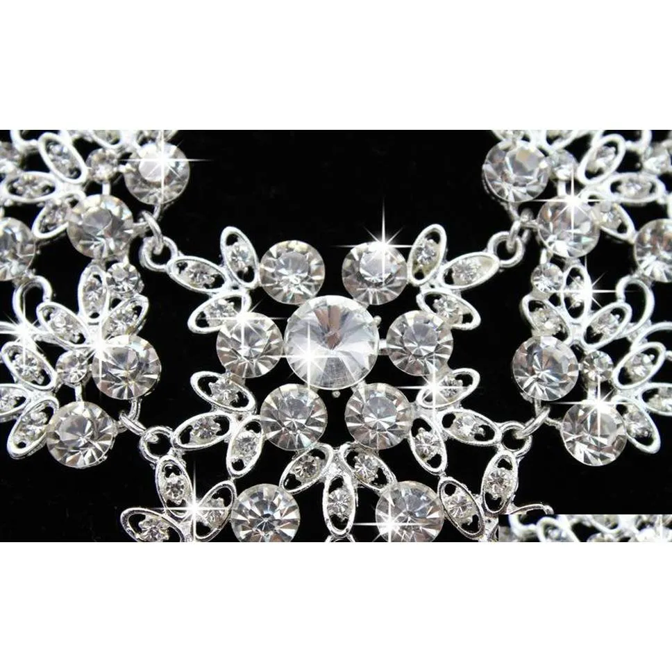 wedding jewelry sets engagement bridal rhinestone earring and necklace sets simple shining wedding dress accessories jewelry in bulk