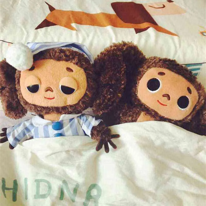 EKKONG Cheburashka Peluche Giocattolo, Cheburashka Scimmia Peluche Giocattolo Scimmia Grandi Occhi Scimmia Bambola Peluche Divertente Scimmia Peluche per Bambini (Marrone scuro
