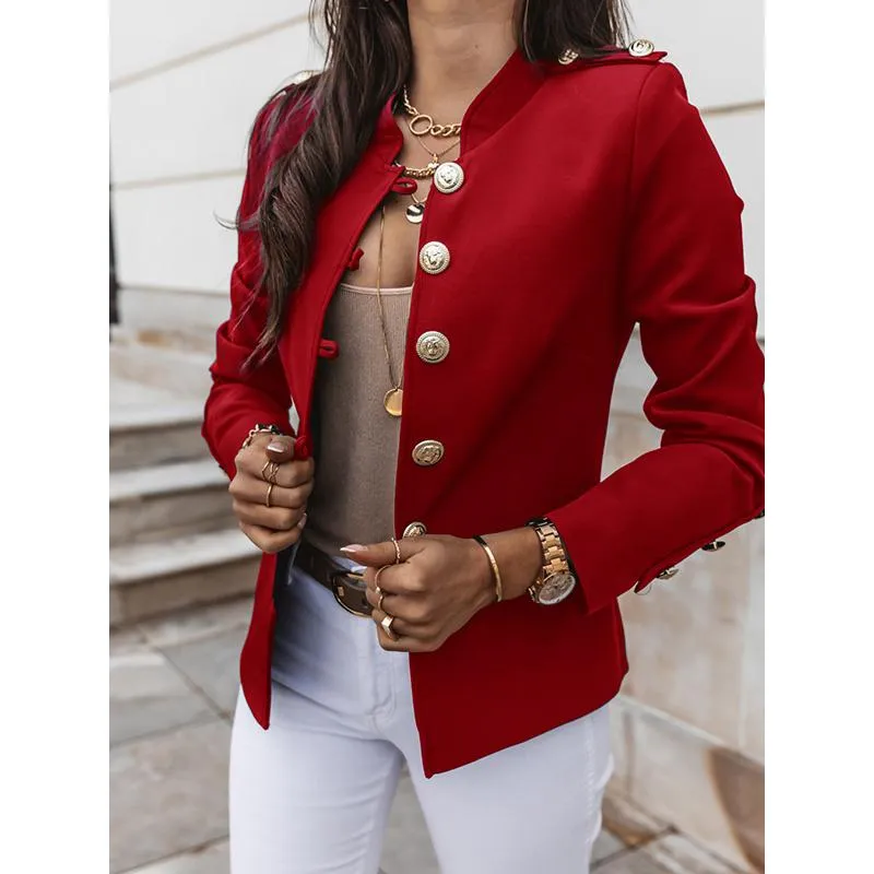 Vintage Blazer Women Office Jacket Streetwear Autumn Button Solid Color Elegant Long Sleeved Slim Breasted Small Blazer Outwear From 17 26 DHgate