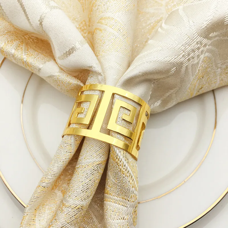 12pcs/set Metal Napkin Rings Hollow Out Napkin Ring Holders Decorative Napkin Buckle Wedding Party Dinner Christmas Table Decoration AL8222