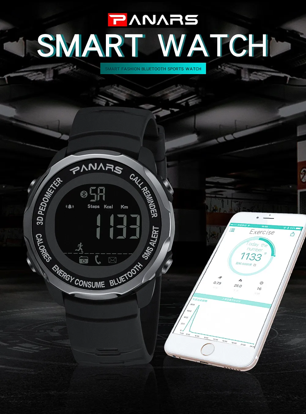 Smart reminder 3d pedometer watch shop