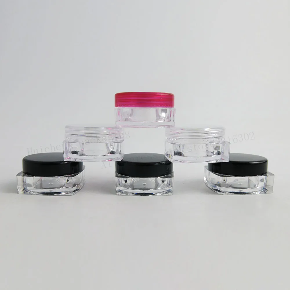 100 х 5г Mini Travel многоразовых пластиковых косметического макияж крем банка образец дисплей квадратный бутылки материал контейнеры PS
