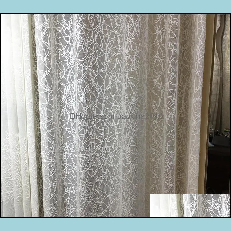 Curtain & Drapes Tulle Modern Simple Jacquard Art Light Color Translucent Lace Pure White Sheer Bird Nest Curtains For Living Dining Room