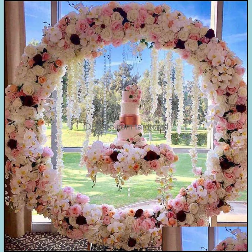 1m/2m artificial orchid flower row runner decor party wedding backdrop iron arch stand road lead wisteria rose peony orchid row 220110