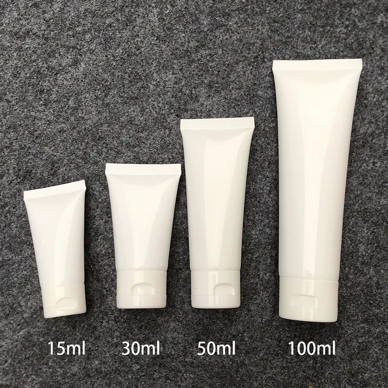 15 ml 30 ml 50 ml 100 ml Bottiglia vuota in plastica da spremere Crema cosmetica Tubo morbido Dentifricio Lozione Contenitore per imballaggio con tappo a scatto